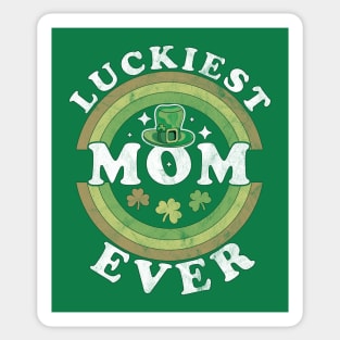 Luckiest Mom Ever Matching St Patty's Day Retro Vintage Sticker